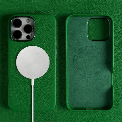 Full Wrapped Magnetic Genuine Leather Phone Case for Iphone 16 Pro Max 15Pro Max Cowhide Wireless Magsafe Fundal Back Shell Capa