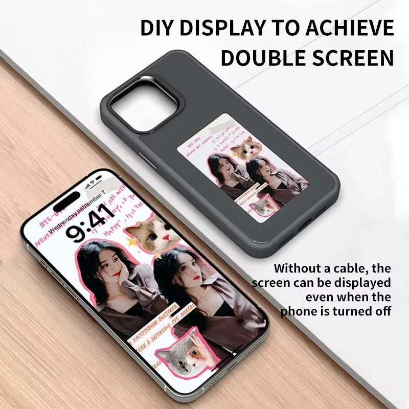 Smart E-Ink Screen Phone Case for Iphone 16 15 14 Pro Max NFC Refesh Photo Anime Characters Boy Girl Luxury Silicone Phone Cover