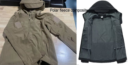 Men'S Autumn Winter Softshell Fleece Jackets Male Hood Windproof Coat Fishing Hiking Camping Climbing Skiing Warm Pants Trousers