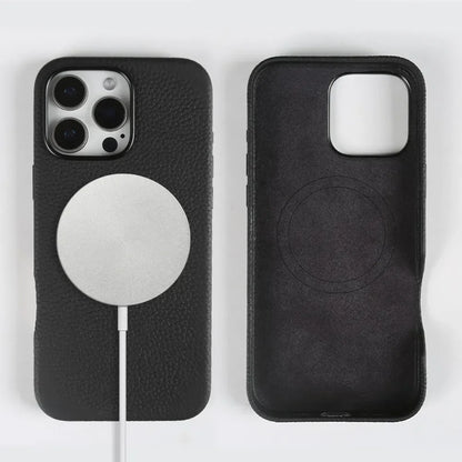 Full Wrapped Magnetic Genuine Leather Phone Case for Iphone 16 Pro Max 15Pro Max Cowhide Wireless Magsafe Fundal Back Shell Capa