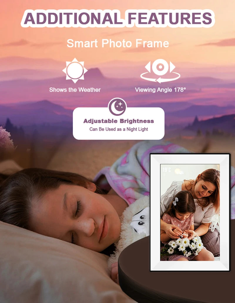 Uhale Digital Picture Frame 10.1 Inch 32GB Smart Wifi Smart Digital Photo Frame with 1280X800 IPS HD Touch Screen Christmas Gift