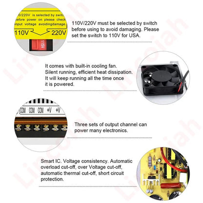 AC 100-240V Switching Power Supply DC 12V 24V 36V 48V 60V 600W 10A 12.5A 13.8A 25A 50A Adapter for LED Light Strip 3D Printer