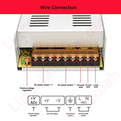 AC 100-240V Switching Power Supply DC 12V 24V 36V 48V 60V 600W 10A 12.5A 13.8A 25A 50A Adapter for LED Light Strip 3D Printer