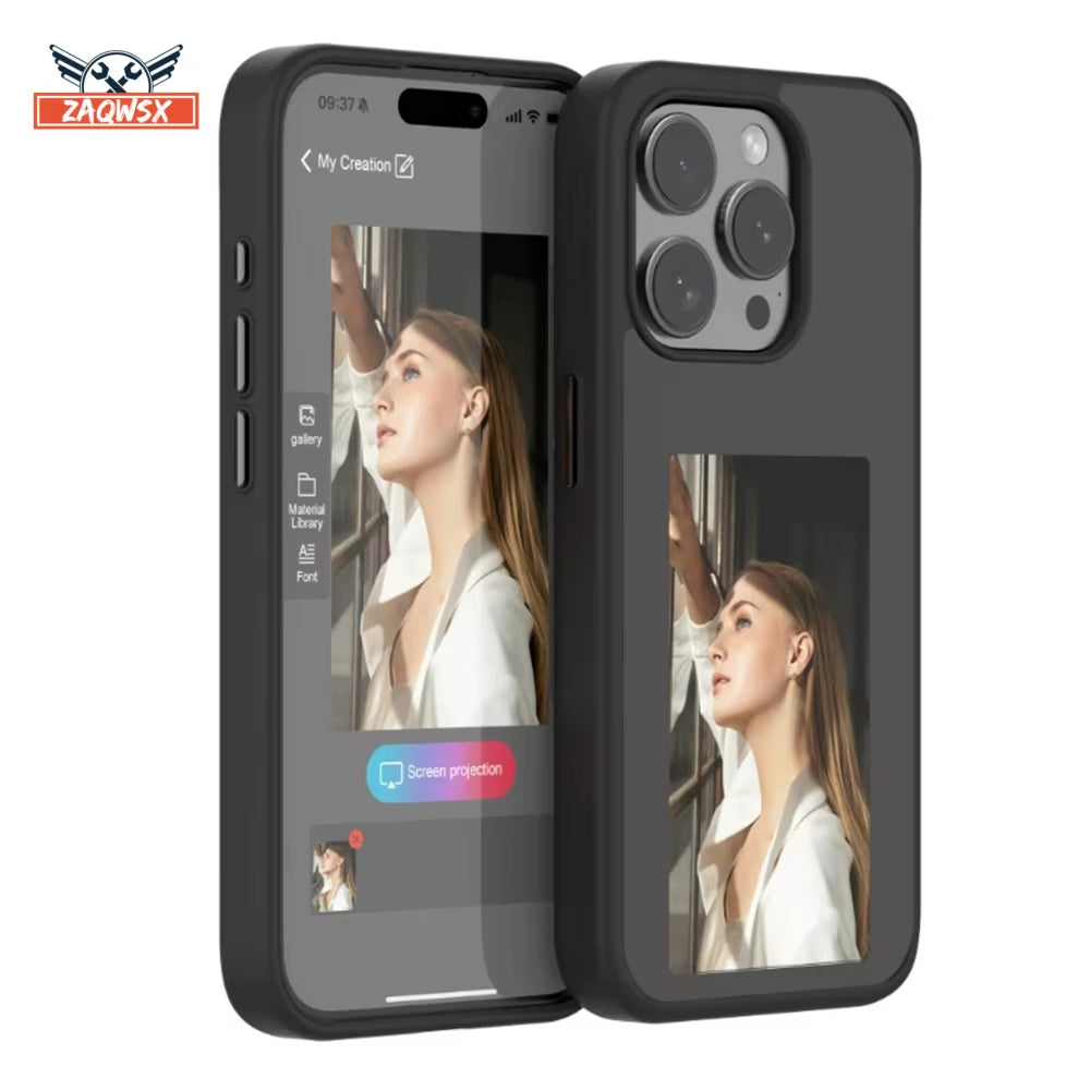 Smart E-Ink Screen Phone Case for Iphone 16 15 14 Pro Max NFC Refesh Photo Anime Characters Boy Girl Luxury Silicone Phone Cover