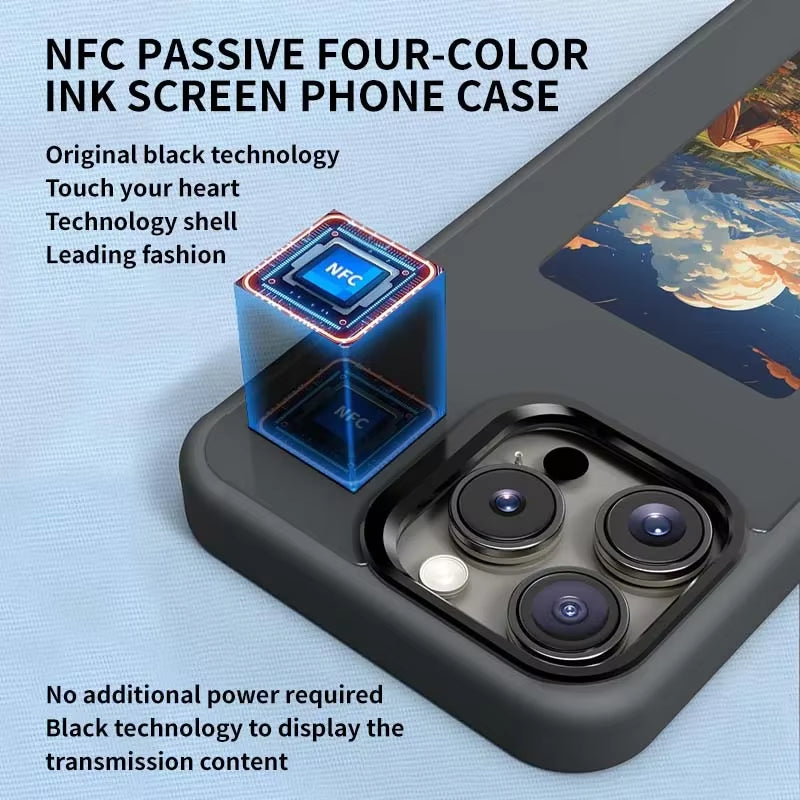 Smart E-Ink Screen Phone Case for Iphone 16 15 14 Pro Max NFC Refesh Photo Anime Characters Boy Girl Luxury Silicone Phone Cover